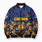 Personalized Adelaide Crows Bomber Puffer Jacket Aboriginal Dot Painting Graffiti Style