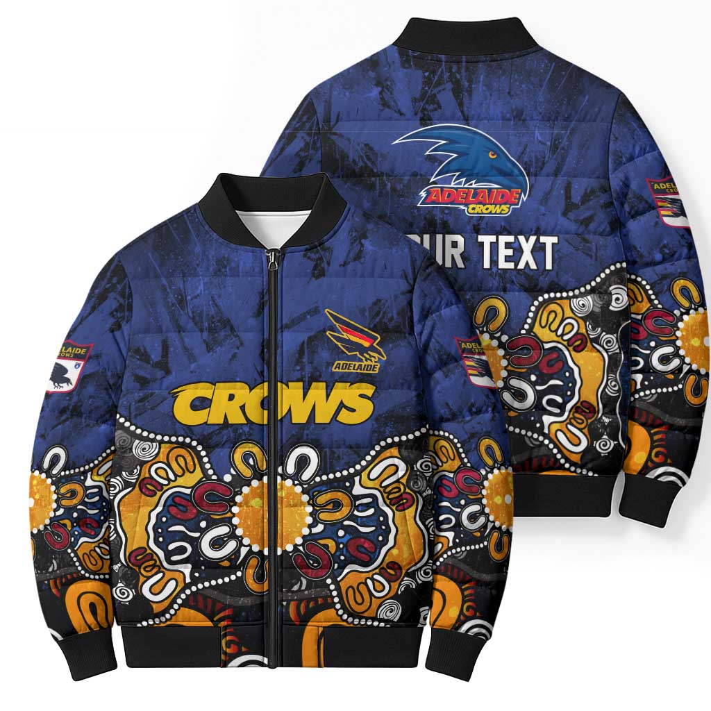 Personalized Adelaide Crows Bomber Puffer Jacket Aboriginal Dot Painting Graffiti Style