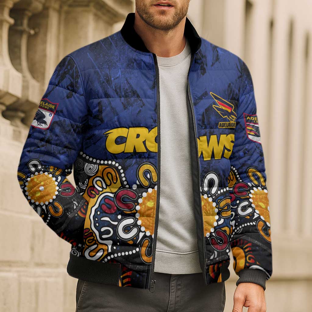 Personalized Adelaide Crows Bomber Puffer Jacket Aboriginal Dot Painting Graffiti Style