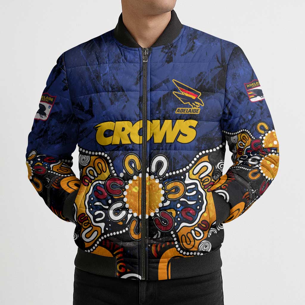 Personalized Adelaide Crows Bomber Puffer Jacket Aboriginal Dot Painting Graffiti Style