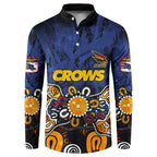 Personalized Adelaide Crows Button Sweatshirt Aboriginal Dot Painting Graffiti Style