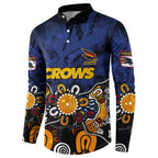 Personalized Adelaide Crows Button Sweatshirt Aboriginal Dot Painting Graffiti Style