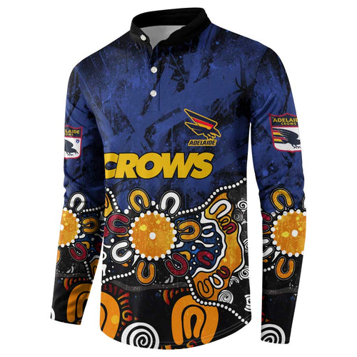 Personalized Adelaide Crows Button Sweatshirt Aboriginal Dot Painting Graffiti Style