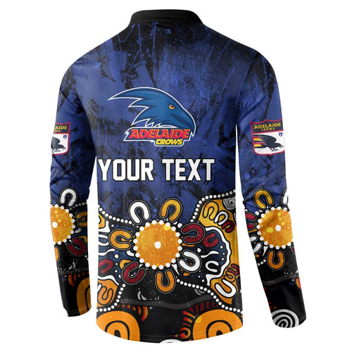 Personalized Adelaide Crows Button Sweatshirt Aboriginal Dot Painting Graffiti Style