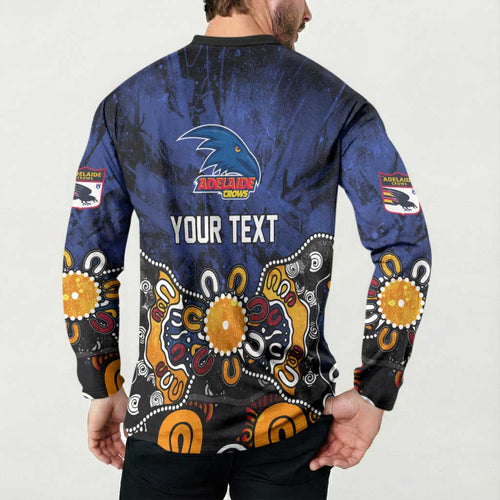 Personalized Adelaide Crows Button Sweatshirt Aboriginal Dot Painting Graffiti Style