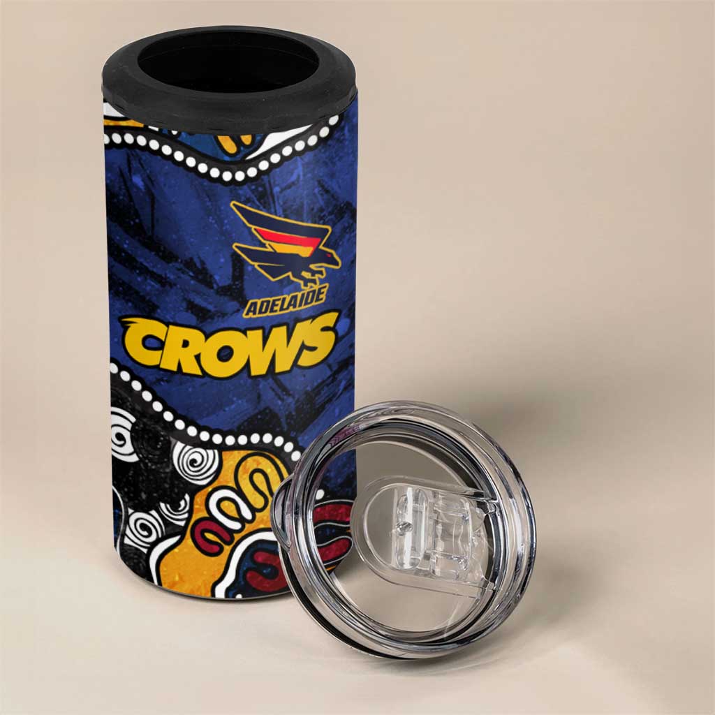 Personalized Adelaide Crows 4 in 1 Can Cooler Tumbler Aboriginal Dot Painting Graffiti Style