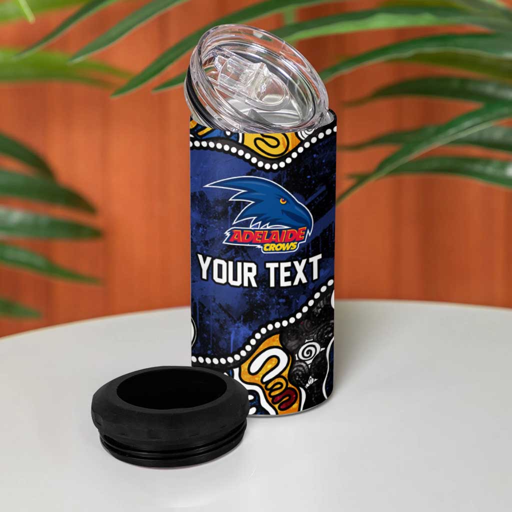 Personalized Adelaide Crows 4 in 1 Can Cooler Tumbler Aboriginal Dot Painting Graffiti Style