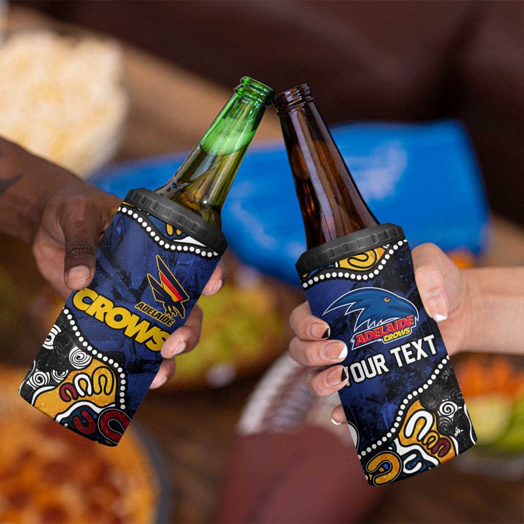 Personalized Adelaide Crows 4 in 1 Can Cooler Tumbler Aboriginal Dot Painting Graffiti Style