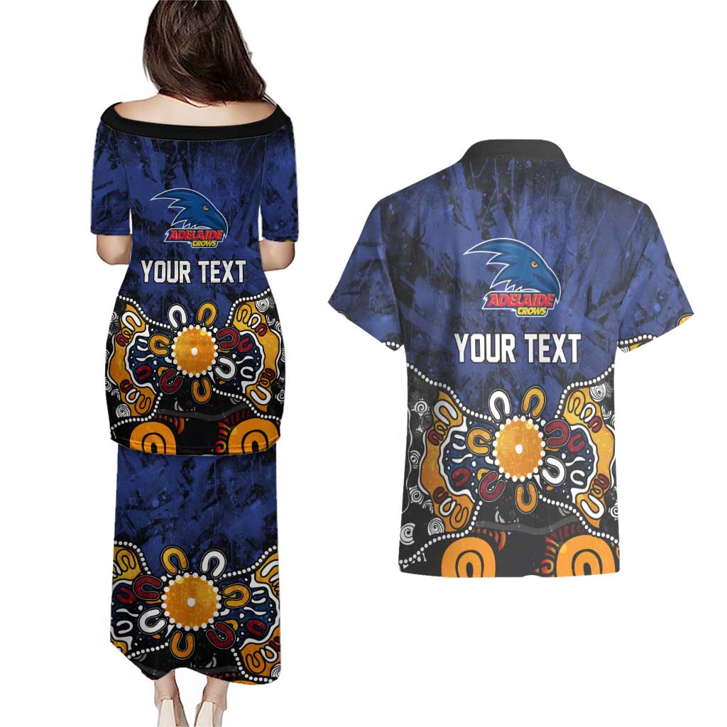 Personalized Adelaide Crows Couples Matching Puletasi and Hawaiian Shirt Aboriginal Dot Painting Graffiti Style