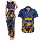 Personalized Adelaide Crows Couples Matching Tank Maxi Dress and Hawaiian Shirt Aboriginal Dot Painting Graffiti Style