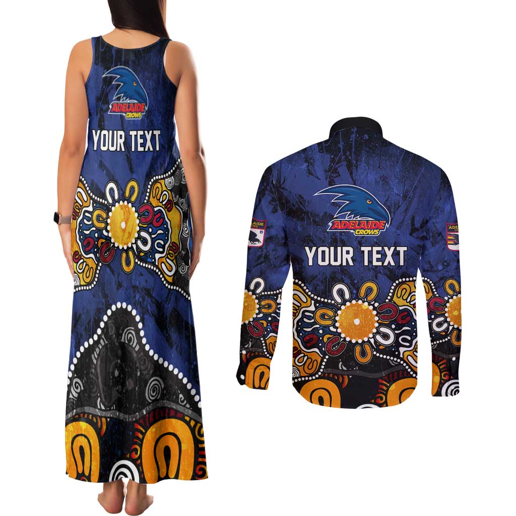 Personalized Adelaide Crows Couples Matching Tank Maxi Dress and Long Sleeve Button Shirt Aboriginal Dot Painting Graffiti Style