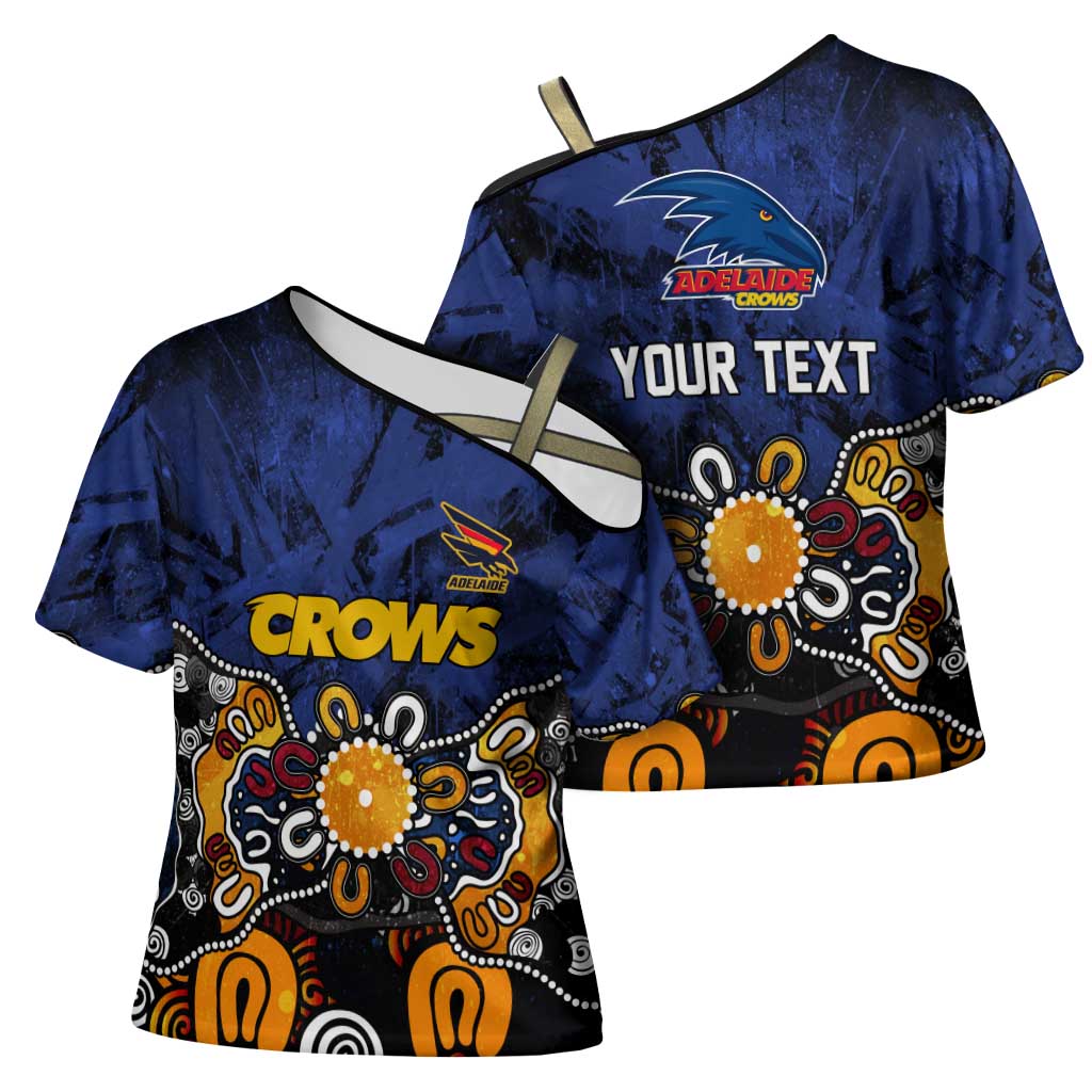 Personalized Adelaide Crows Cross Shoulder Shirt Aboriginal Dot Painting Graffiti Style