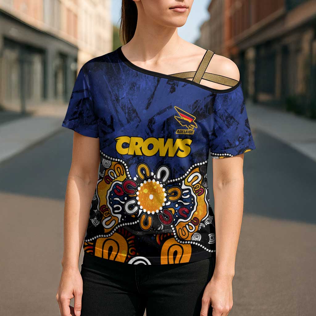 Personalized Adelaide Crows Cross Shoulder Shirt Aboriginal Dot Painting Graffiti Style