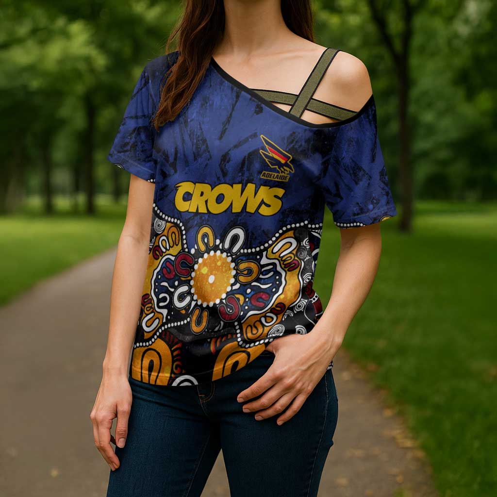 Personalized Adelaide Crows Cross Shoulder Shirt Aboriginal Dot Painting Graffiti Style