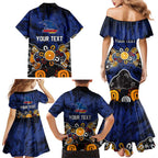 Personalized Adelaide Crows Family Matching Mermaid Dress and Hawaiian Shirt Aboriginal Dot Painting Graffiti Style
