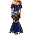 Personalized Adelaide Crows Family Matching Mermaid Dress and Hawaiian Shirt Aboriginal Dot Painting Graffiti Style