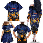 Personalized Adelaide Crows Family Matching Off The Shoulder Long Sleeve Dress and Hawaiian Shirt Aboriginal Dot Painting Graffiti Style
