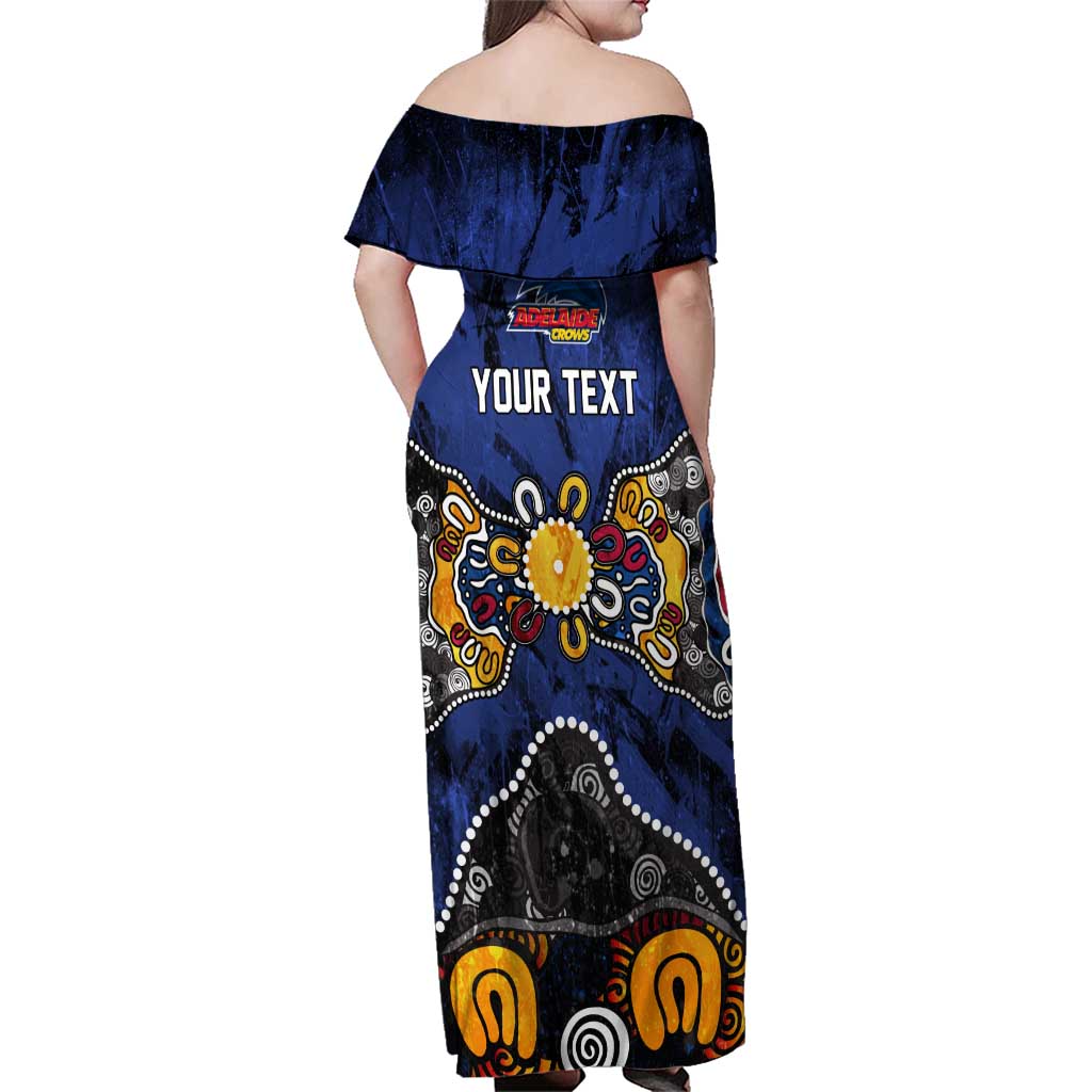 Personalized Adelaide Crows Family Matching Off Shoulder Maxi Dress and Hawaiian Shirt Aboriginal Dot Painting Graffiti Style