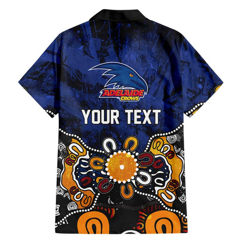 Personalized Adelaide Crows Family Matching Off Shoulder Short Dress and Hawaiian Shirt Aboriginal Dot Painting Graffiti Style