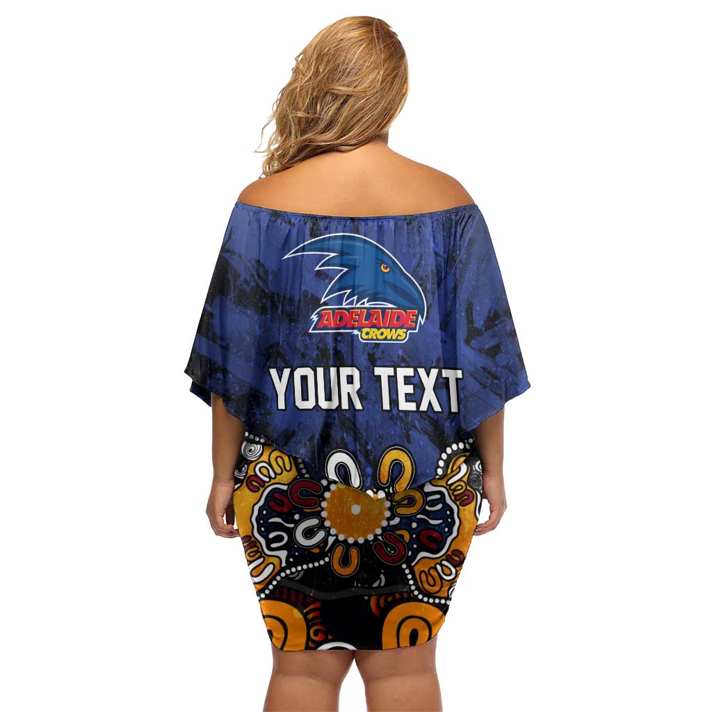 Personalized Adelaide Crows Family Matching Off Shoulder Short Dress and Hawaiian Shirt Aboriginal Dot Painting Graffiti Style