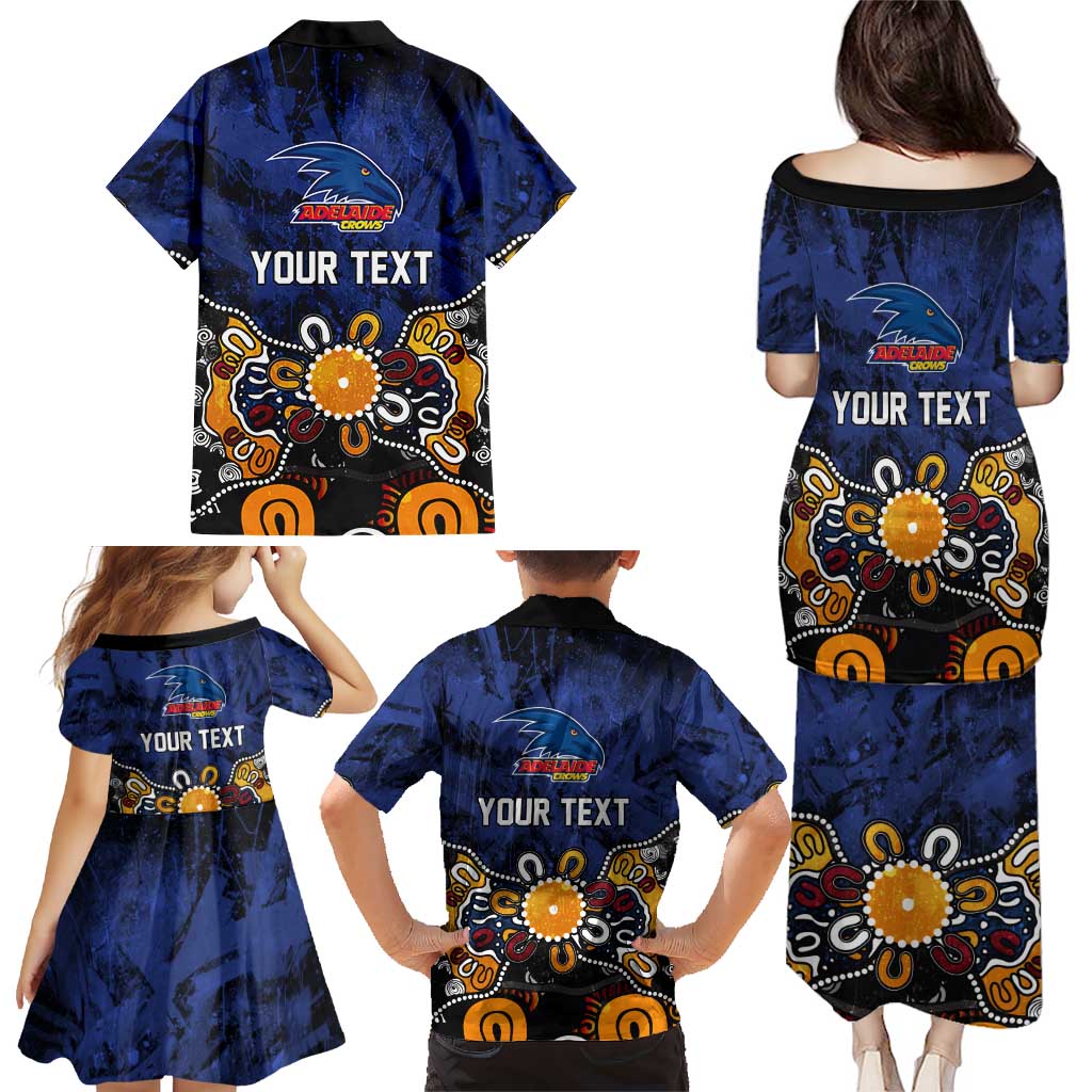 Personalized Adelaide Crows Family Matching Puletasi and Hawaiian Shirt Aboriginal Dot Painting Graffiti Style