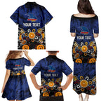 Personalized Adelaide Crows Family Matching Puletasi and Hawaiian Shirt Aboriginal Dot Painting Graffiti Style
