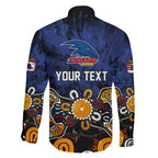 Personalized Adelaide Crows Family Matching Short Sleeve Bodycon Dress and Hawaiian Shirt Aboriginal Dot Painting Graffiti Style
