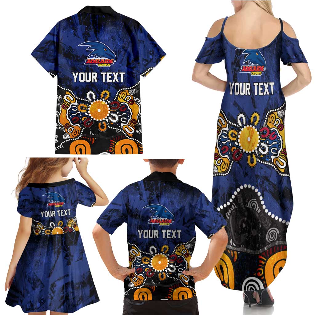 Personalized Adelaide Crows Family Matching Summer Maxi Dress and Hawaiian Shirt Aboriginal Dot Painting Graffiti Style