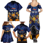 Personalized Adelaide Crows Family Matching Summer Maxi Dress and Hawaiian Shirt Aboriginal Dot Painting Graffiti Style