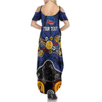 Personalized Adelaide Crows Family Matching Summer Maxi Dress and Hawaiian Shirt Aboriginal Dot Painting Graffiti Style