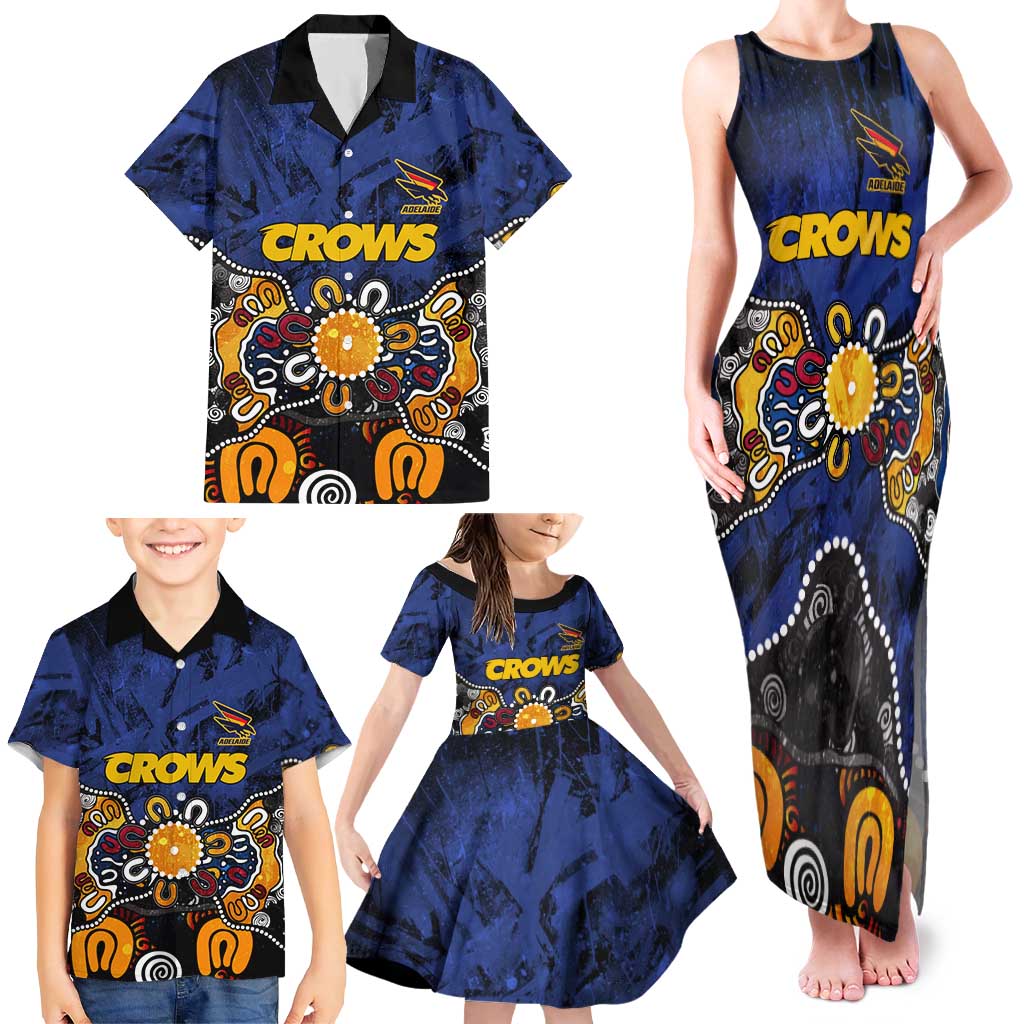 Personalized Adelaide Crows Family Matching Tank Maxi Dress and Hawaiian Shirt Aboriginal Dot Painting Graffiti Style