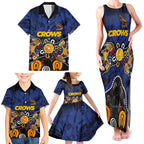 Personalized Adelaide Crows Family Matching Tank Maxi Dress and Hawaiian Shirt Aboriginal Dot Painting Graffiti Style