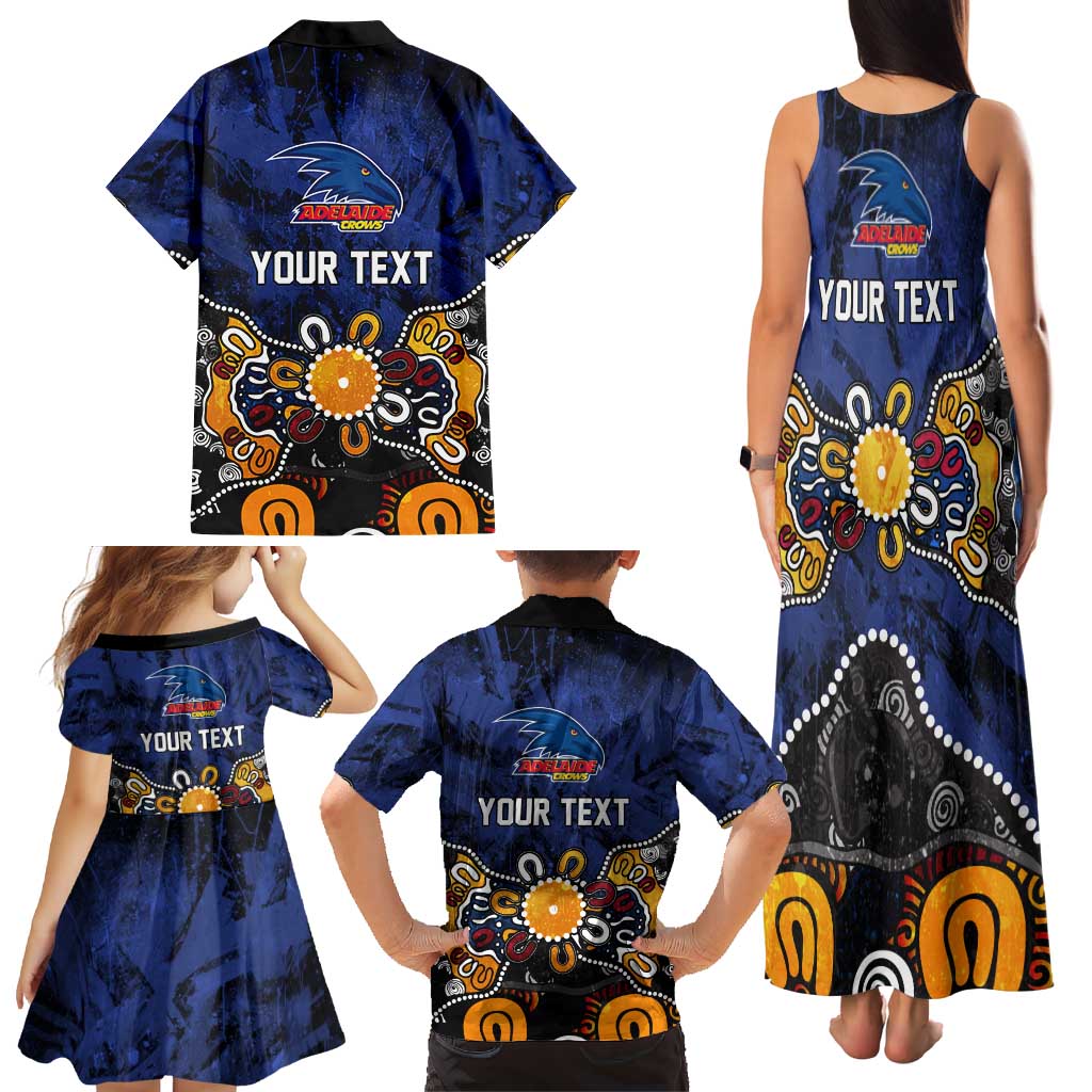 Personalized Adelaide Crows Family Matching Tank Maxi Dress and Hawaiian Shirt Aboriginal Dot Painting Graffiti Style
