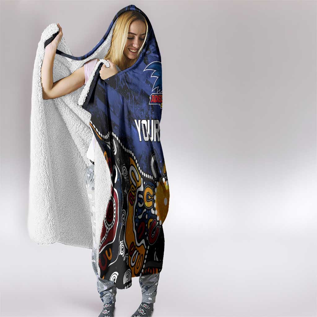 Personalized Adelaide Crows Hooded Blanket Aboriginal Dot Painting Graffiti Style