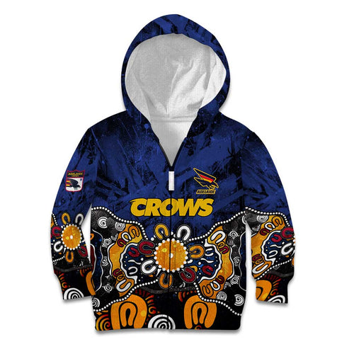 Personalized Adelaide Crows Kid Hoodie Aboriginal Dot Painting Graffiti Style