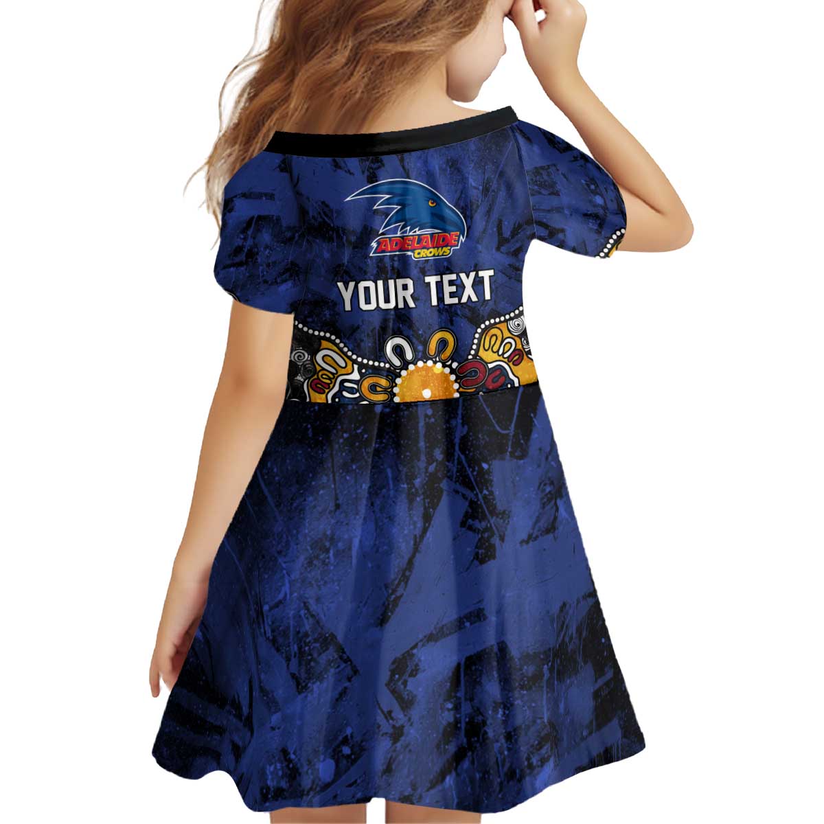 Personalized Adelaide Crows Kid Short Sleeve Dress Aboriginal Dot Painting Graffiti Style