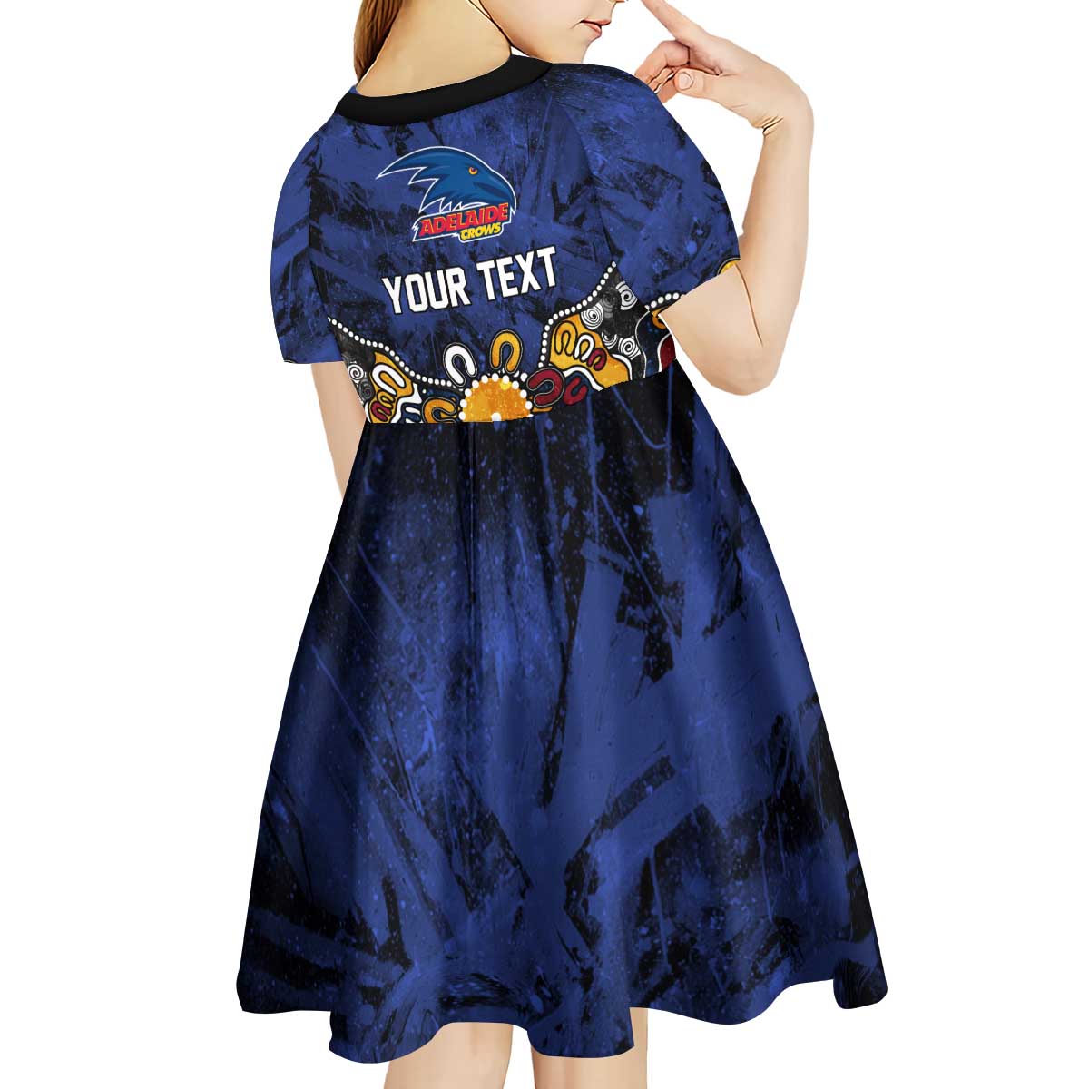 Personalized Adelaide Crows Kid Short Sleeve Dress Aboriginal Dot Painting Graffiti Style