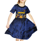 Personalized Adelaide Crows Kid Short Sleeve Dress Aboriginal Dot Painting Graffiti Style
