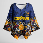 Personalized Adelaide Crows Kimono Sleeve Blouse Aboriginal Dot Painting Graffiti Style