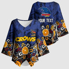 Personalized Adelaide Crows Kimono Sleeve Blouse Aboriginal Dot Painting Graffiti Style