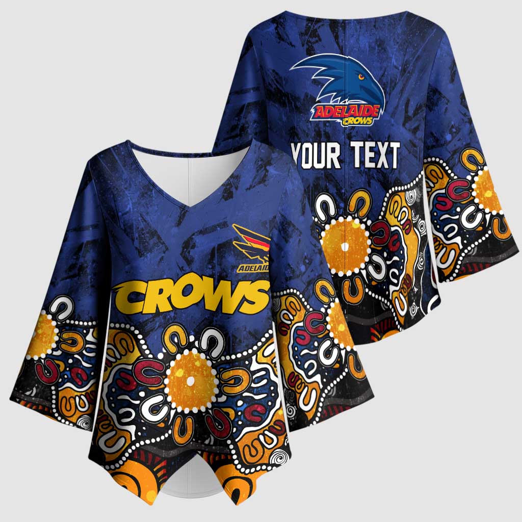 Personalized Adelaide Crows Kimono Sleeve Blouse Aboriginal Dot Painting Graffiti Style