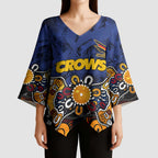 Personalized Adelaide Crows Kimono Sleeve Blouse Aboriginal Dot Painting Graffiti Style