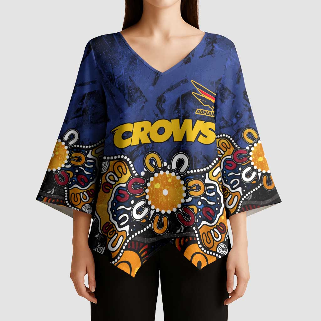 Personalized Adelaide Crows Kimono Sleeve Blouse Aboriginal Dot Painting Graffiti Style