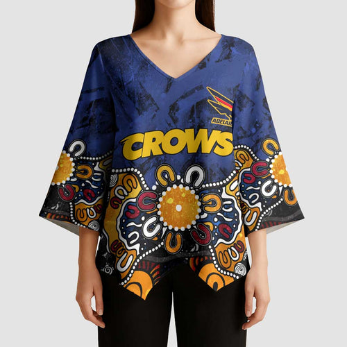 Personalized Adelaide Crows Kimono Sleeve Blouse Aboriginal Dot Painting Graffiti Style