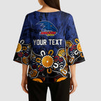 Personalized Adelaide Crows Kimono Sleeve Blouse Aboriginal Dot Painting Graffiti Style