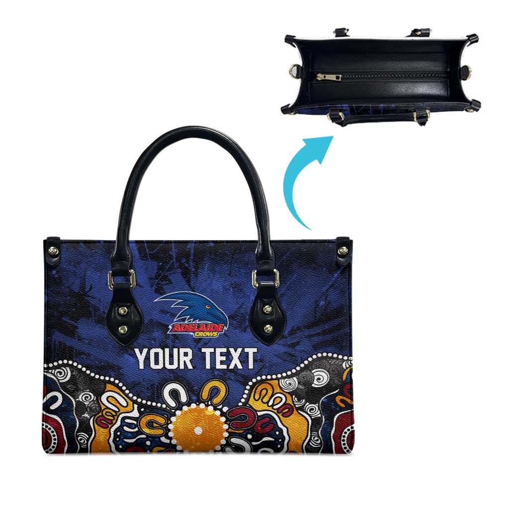 Personalized Adelaide Crows Leather Bag Aboriginal Dot Painting Graffiti Style