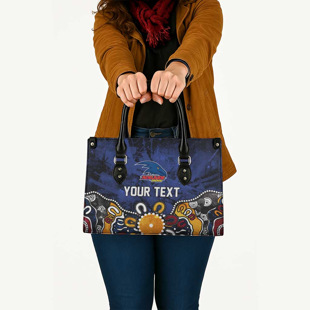 Personalized Adelaide Crows Leather Bag Aboriginal Dot Painting Graffiti Style