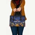 Personalized Adelaide Crows Leather Bag Aboriginal Dot Painting Graffiti Style