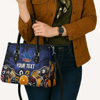 Personalized Adelaide Crows Leather Bag Aboriginal Dot Painting Graffiti Style