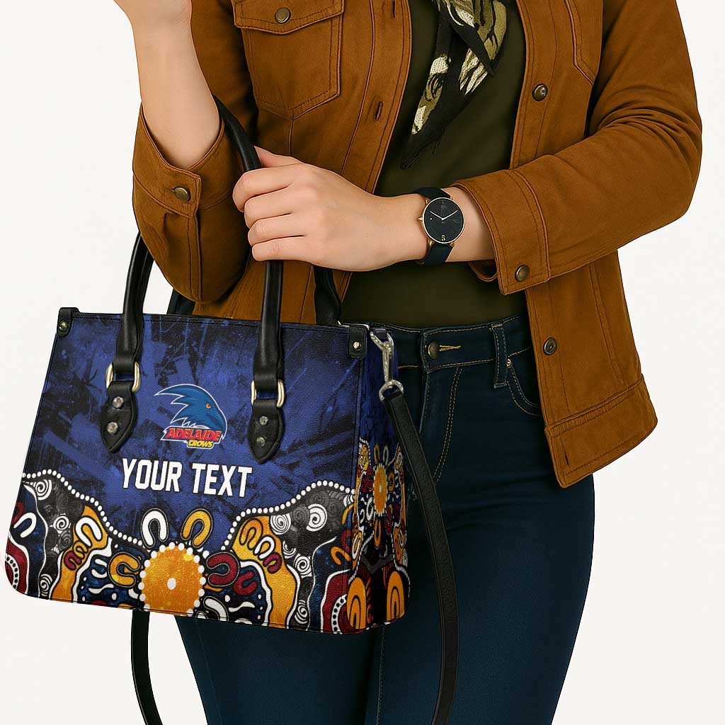 Personalized Adelaide Crows Leather Bag Aboriginal Dot Painting Graffiti Style